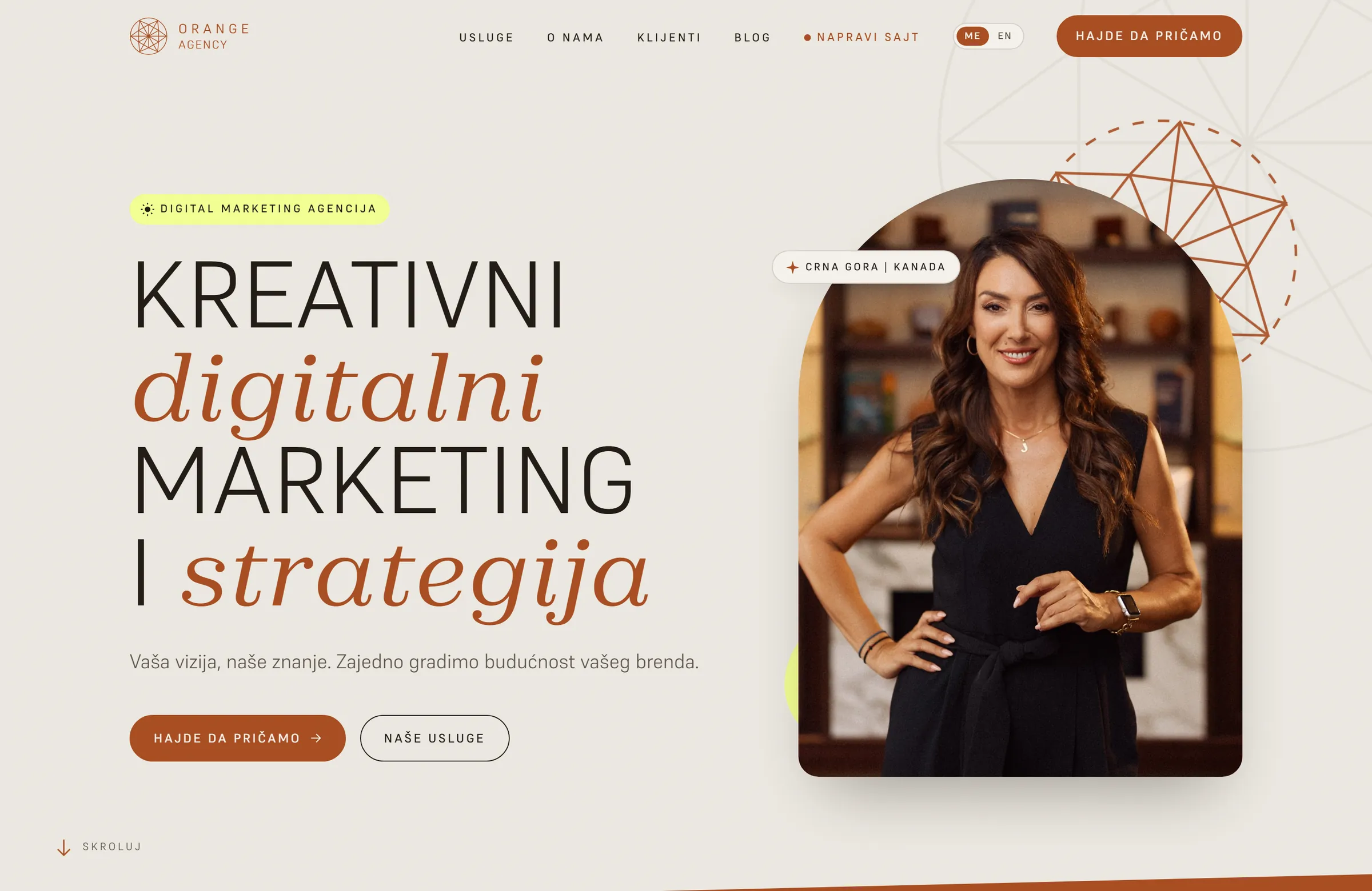 Orange Agency, početna strana sajta