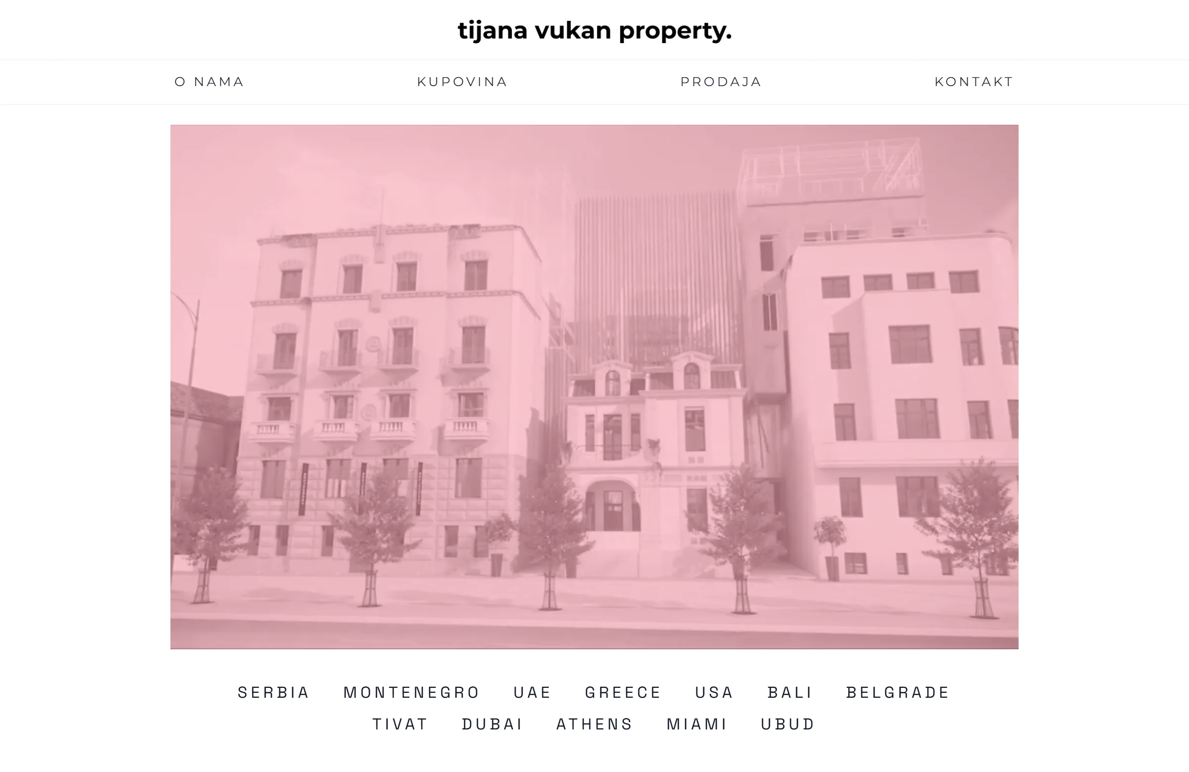 Vukan Property, početna strana sajta
